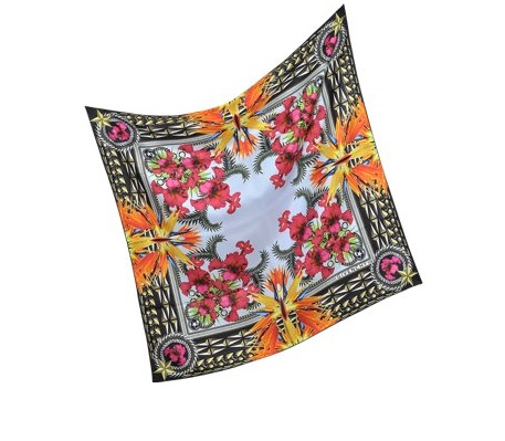 100% silk twill scarf with floral design